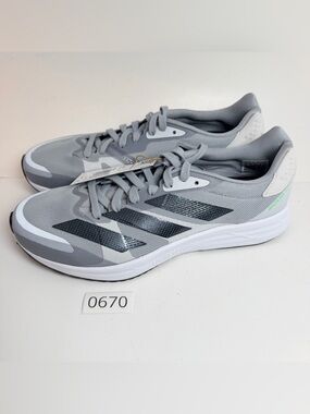 adidas Men's Gray Mesh Running Shoes with Black Stripes